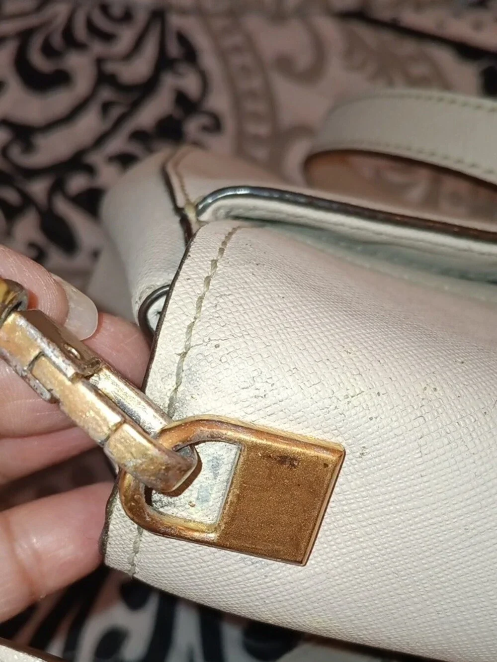 kate spade cream saddle crossbody with gold-tone logo